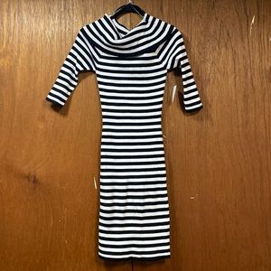 Black/White Striped Cowl Neck Sweater Dress Charlotte Russe Medium